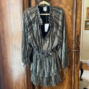 Misa gold and rainbow highlights cocktail dress